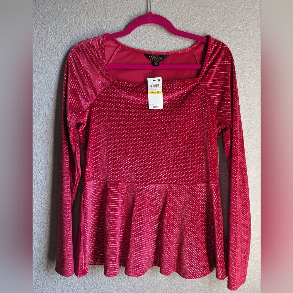 Thalia Sodi red peplum sparkle top